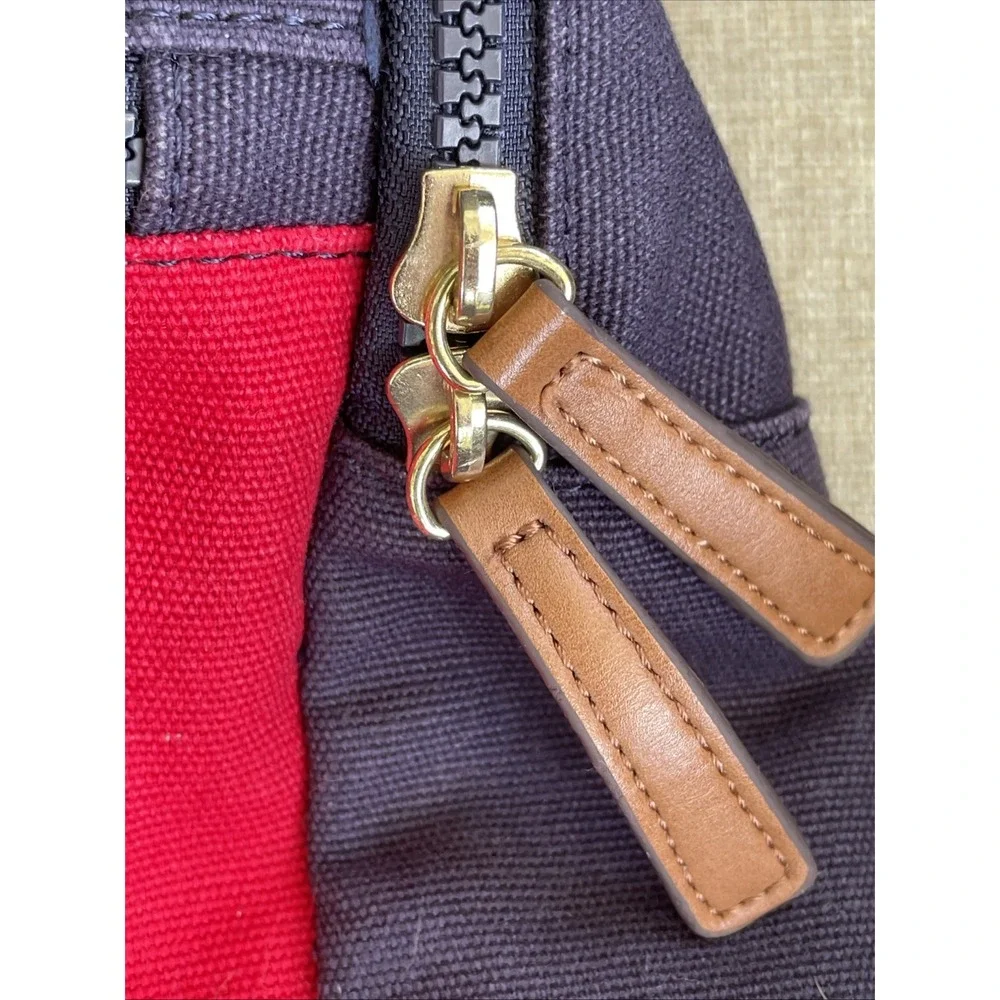 Tommy Hilfiger Sturdy Canvas Backpack Flag Motif Preppy Small Laptop Compatible